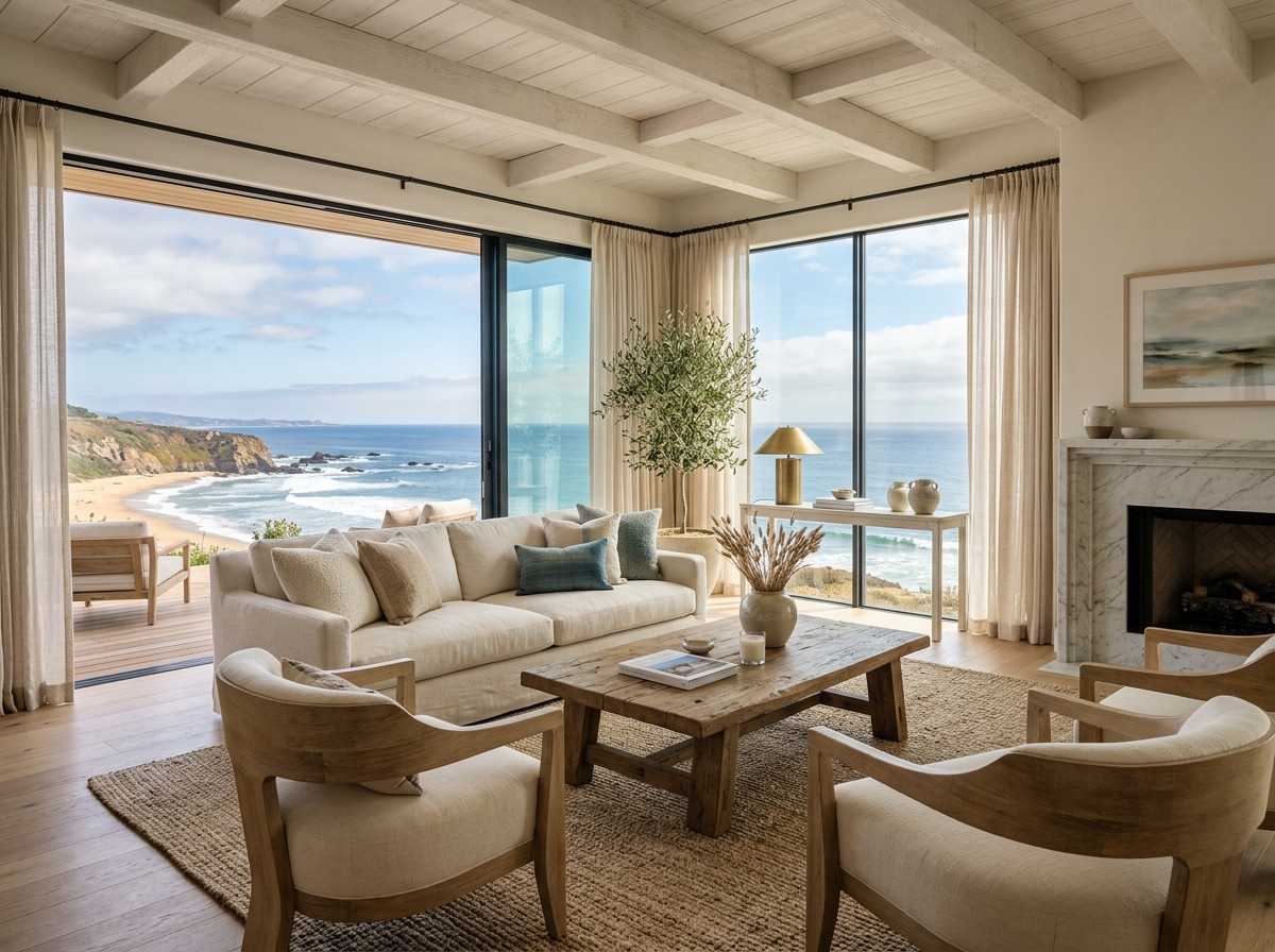 Living room with ocean views