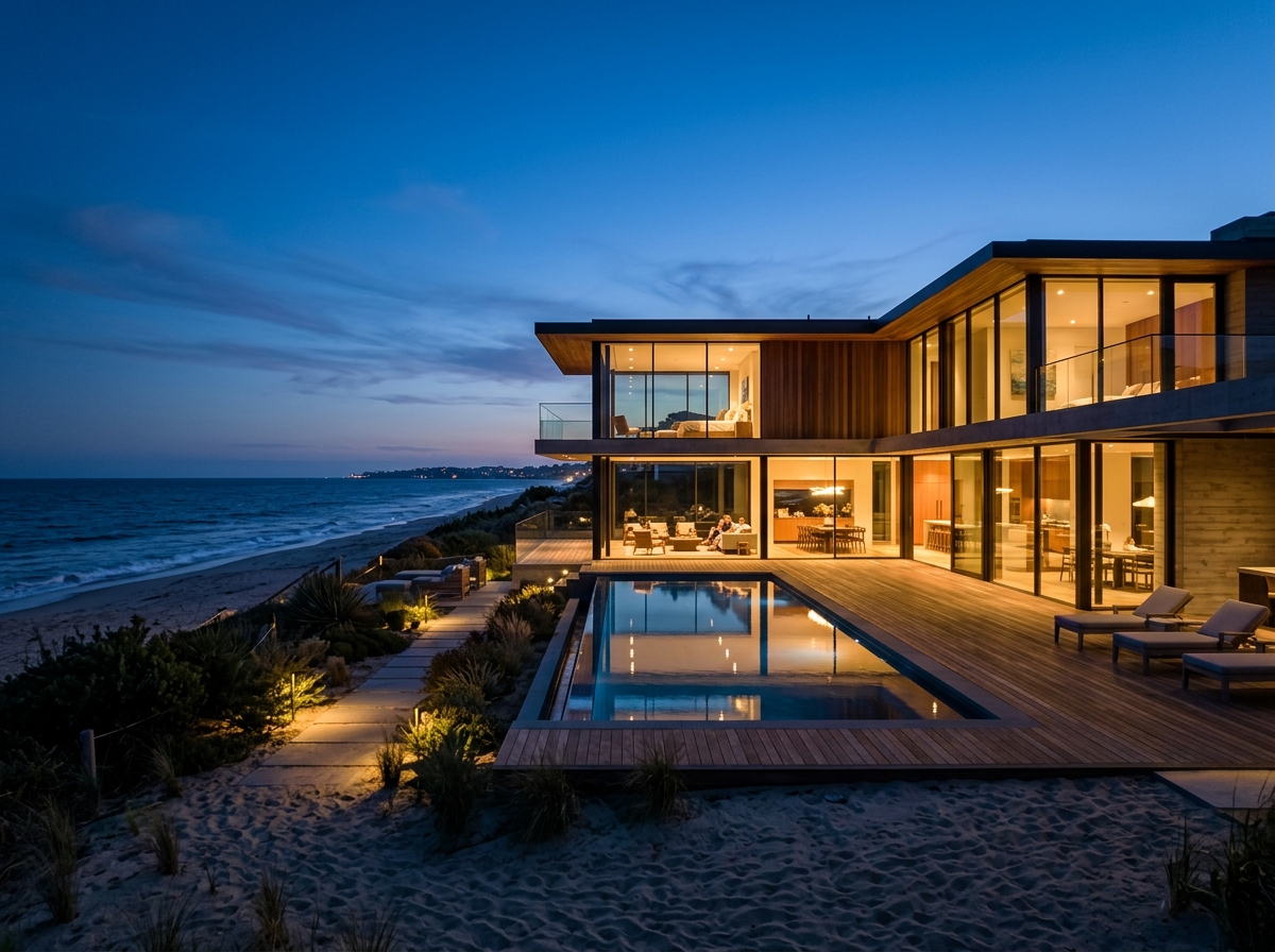 Estate exterior twilight